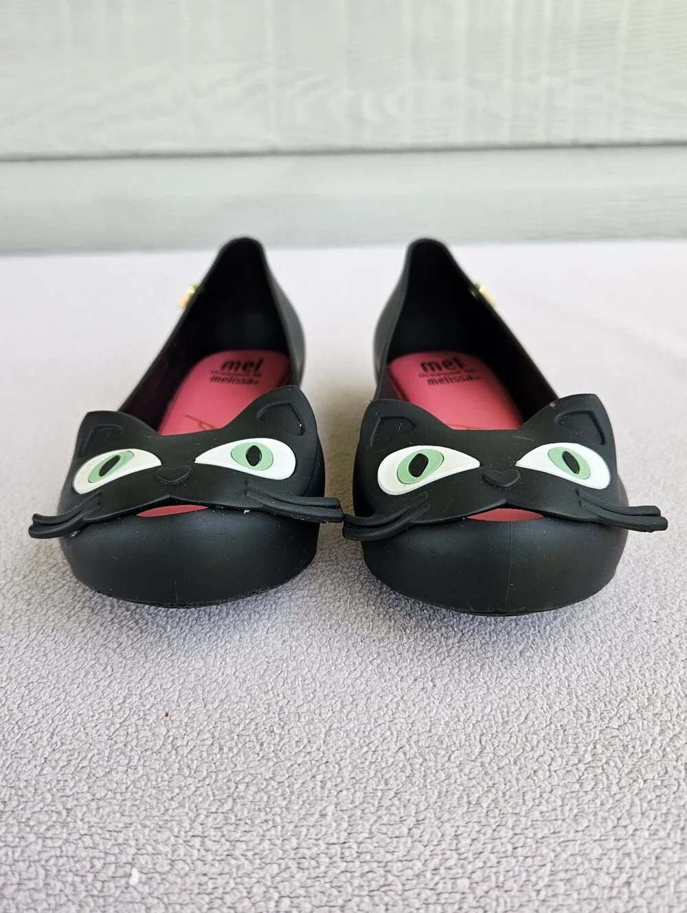 Mel Dreamed by Mini Melissa Ultragirl Black Cat Halloween Slip-On Flats SZ 11